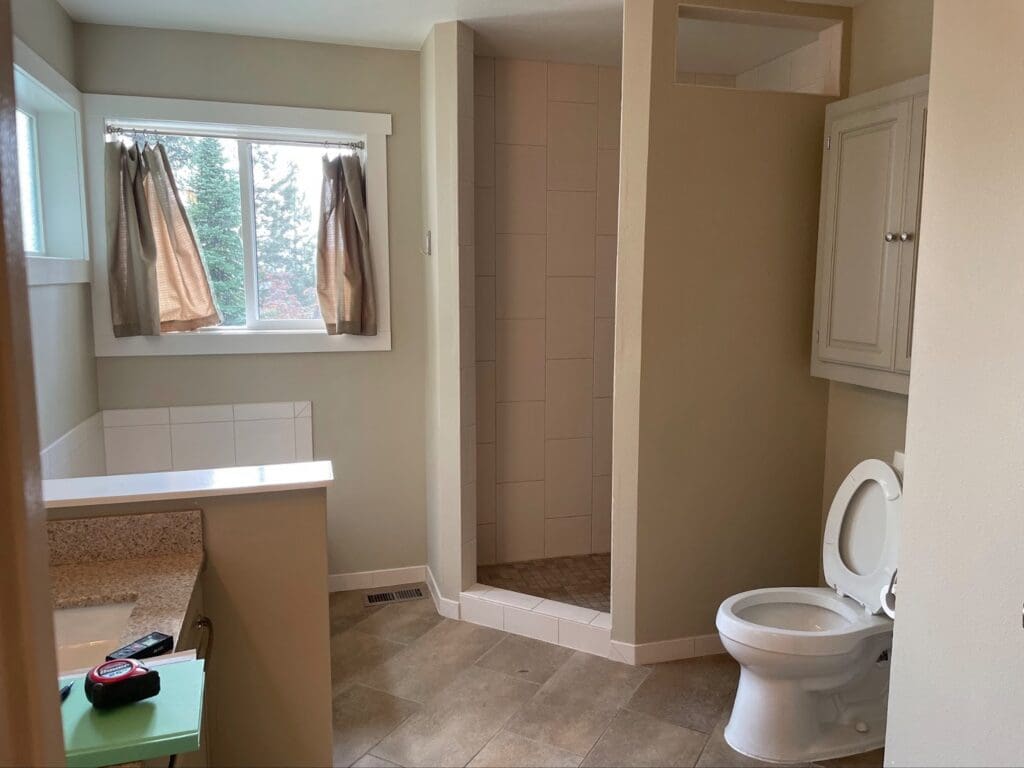 renovationed bathroom in a spokane home remodel by Stephanie Sarro of Sarro Design